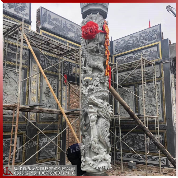 寺廟石龍柱圖片