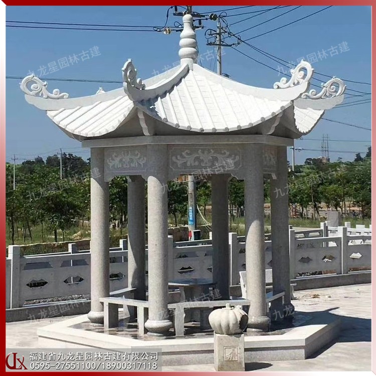 新農村石雕涼亭圖片